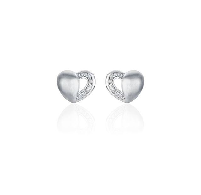★LOVE ME MONSTER★Mini LMM Classic Heart Ring Earrings She's an Icon Baby Heart Earrings - Silver|White Diamondettes